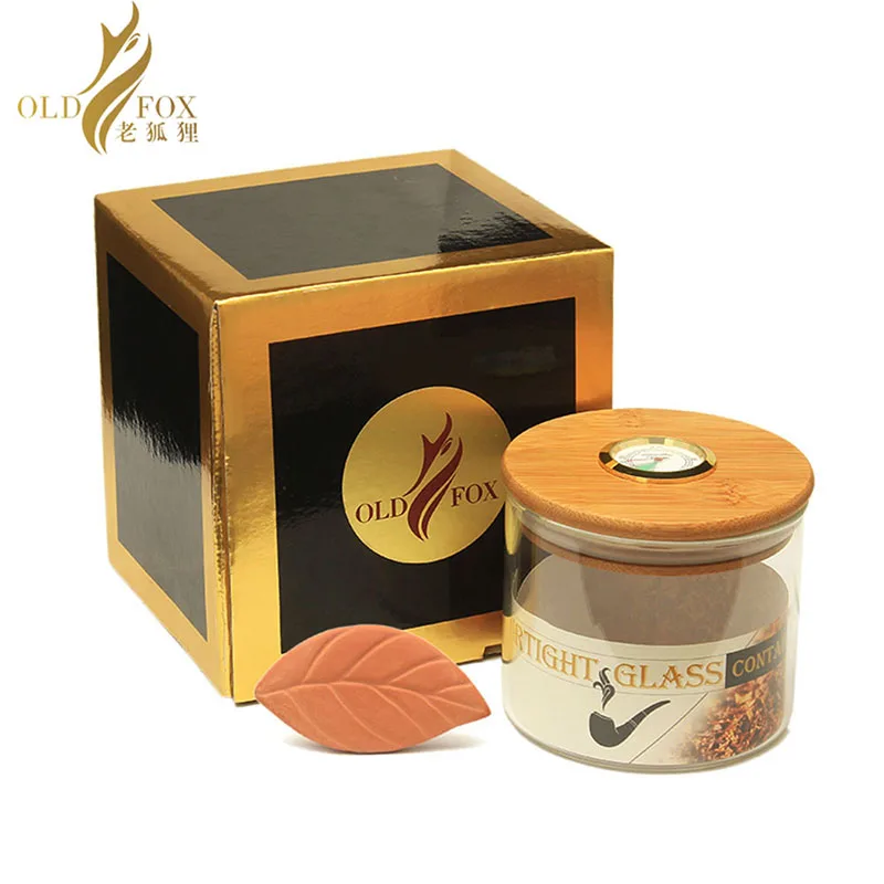 Старый лисица закаленное стекло humidor jar зажим герметичная бамбуковая крышка