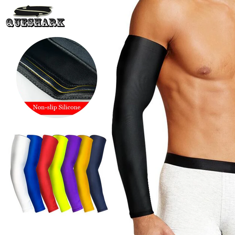 1Pcs Breathable Quick Dry UV Protection Running Basketball Arm Sleeves Sports Elbow Pad font b Fitness