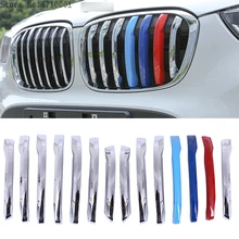 14 шт ABS Chrome автомобиля Глава Передняя решетка Обложка украшения отделка для BMW X1 F48 2016 2017 автомобильные аксессуары для укладки