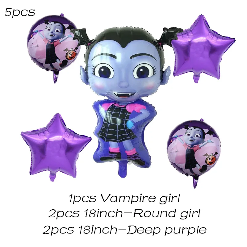 Vampirina девушка Theame с днем рождения одноразовая посуда тарелки чашки воздушный шар соломинка детский душ принадлежности для девочек - Цвет: 5pcs B Set