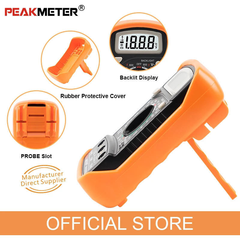 Официальный PEAKMETER MAS830L портативный ручной мультиметр для постоянного или переменного тока Измеритель сопротивления напряжения