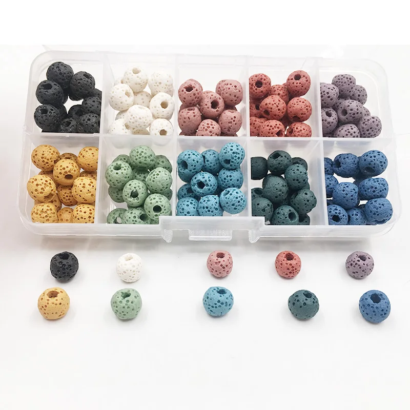 

Lava Beads Set Semi Precious Stone Beads Round Loose Beads for Jewelry Making Findings Accessories,8mm 150pcs Mix color