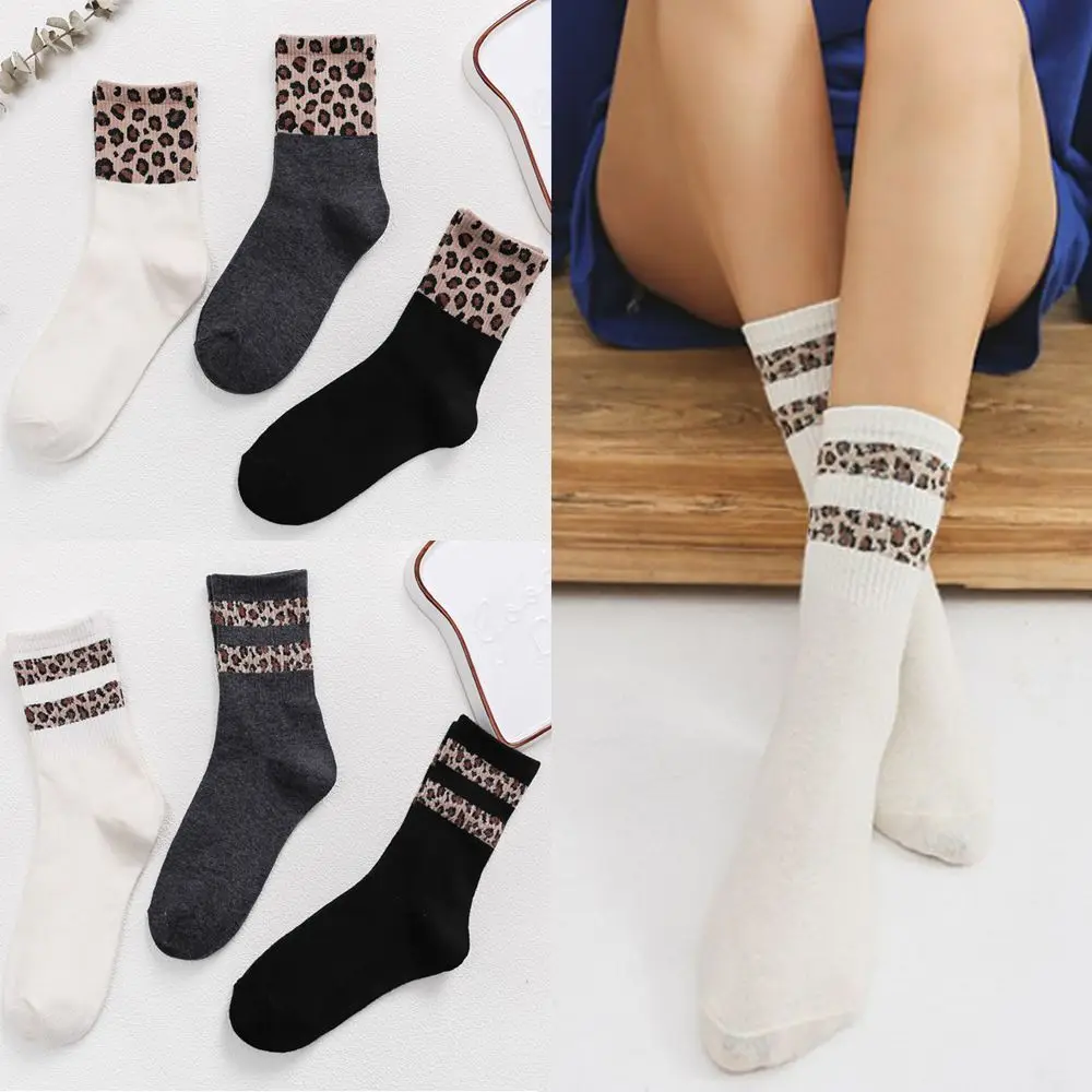 BKLD женские носки в стиле хараджуку, летние модные женские носки 2024 года, женские носки с леопардовым принтом в полоску, хлопковые носки, уличная одежда