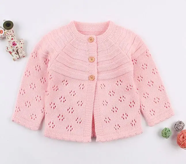 Кардиган для маленьких девочек; свитер для малышей; пальто для младенцев; модная Милая трикотажная куртка для маленьких девочек; топ с длинными рукавами для малышей - Цвет: pink