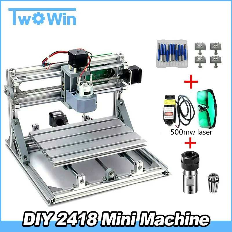 CNC 2418 DIY машина с GRBL управления рабочей областью 24x18x4,5 см 3 оси Pcb ПВХ фрезерный станок по дереву резьба гравер - Цвет: 500mw laser