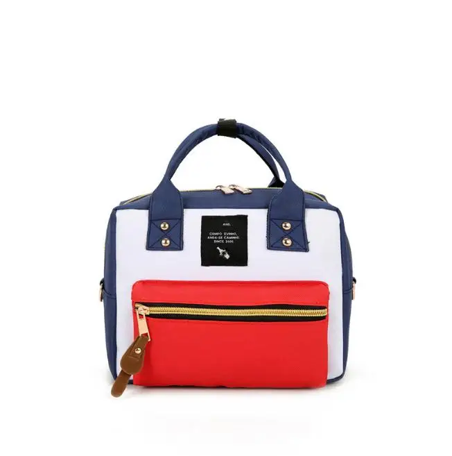 

Hot 2019 Women Color Blocks Handbags Large Capacity Canvas Shoulder Bag Baby Dipper Bag Reusable Shopping Bag Female Handbags