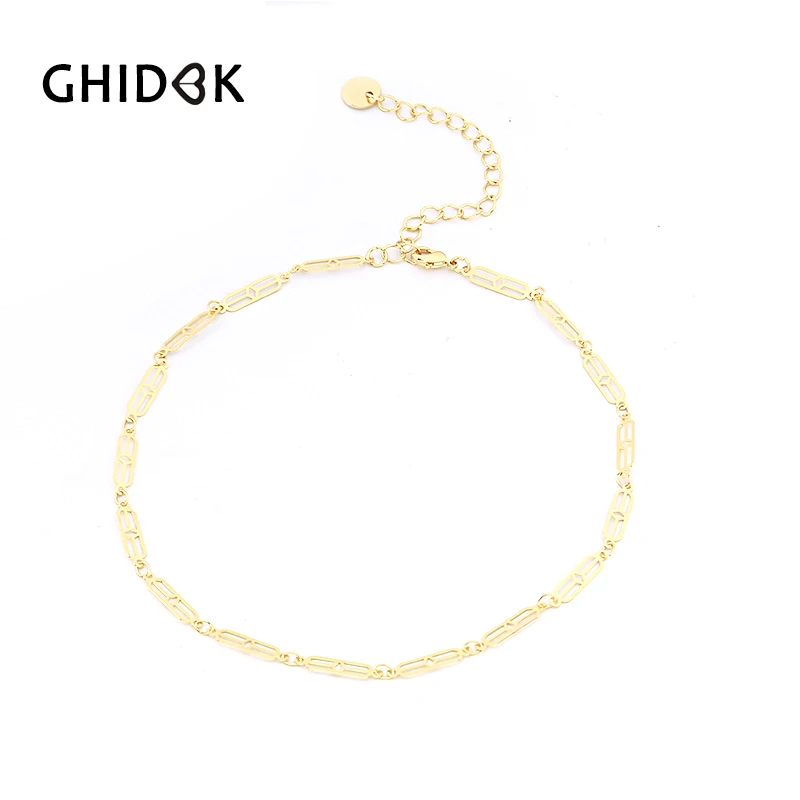 GHIDBK Bohemia Gold Color Dainty Thin Chain Choker Necklace for Women