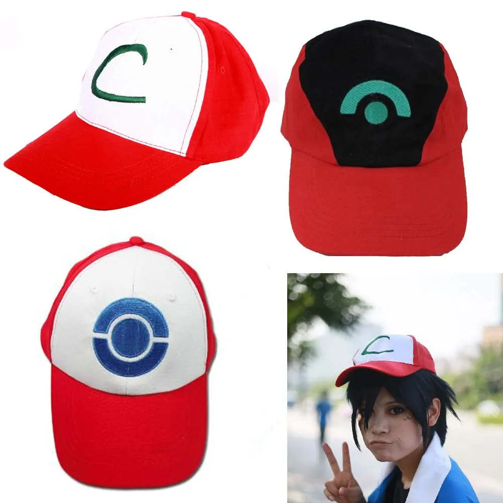 Pokemon Go Satoshi Ash Ketchum вышитая красная шляпа, бейсбольная кепка Хэллоуин косплей