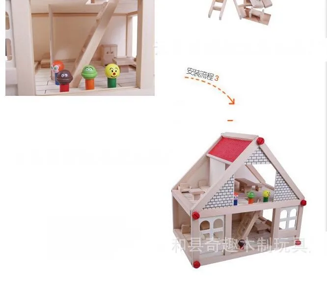 Детские деревянные собрать Кукольный дом/огромного дерева вилла с мебелью и куклы для детей ребенок игры, дети DIY Развивающие игрушки