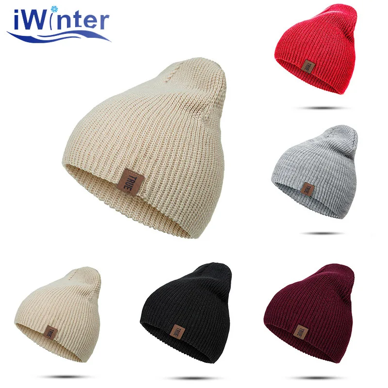 IWINTER, Модная вязаная зимняя шапка для мужчин и женщин, одноцветная, Skullies Beanies, мужские настоящие головные уборы, уличные спортивные шапки, хлопковые шапки