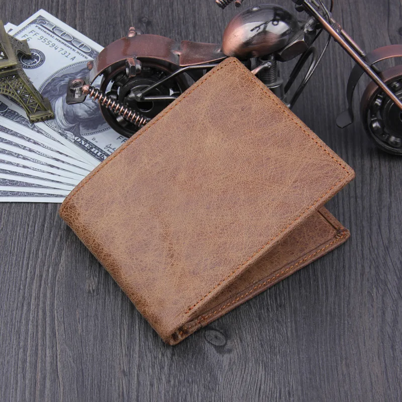 

2019 Fashion Cow Genuine Leather Men Wallets Brown Coffee Luxury Dollar Price Short Style Purse Money Cards Clip Solid