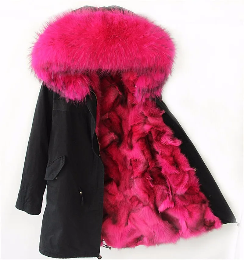 2018 новая зимняя куртка женская брендовая натуральная большая опушка из лисьего меха енота с капюшоном черная длинная парка верхняя одежда