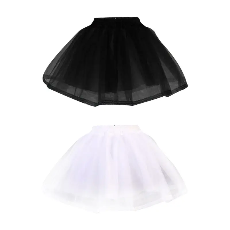 

Women Double Layers Solid Color Short Tulle Petticoats Elastic Waistband A Line Mesh Underskirt Crinolines For Wedding Dress