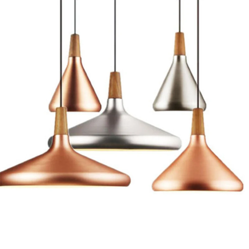 

Nordic Postmodern Chandelier Simple Metal Restaurant Dining Room Home Bedroom Bedside Creative Single Head Brushed Lamps E27