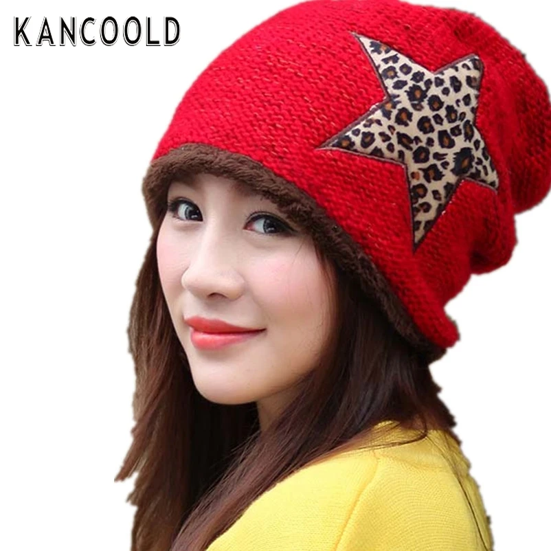 

Fashion Women Star Winter Plus Velvet Warm Knitted Wool Hati Cap Oc31