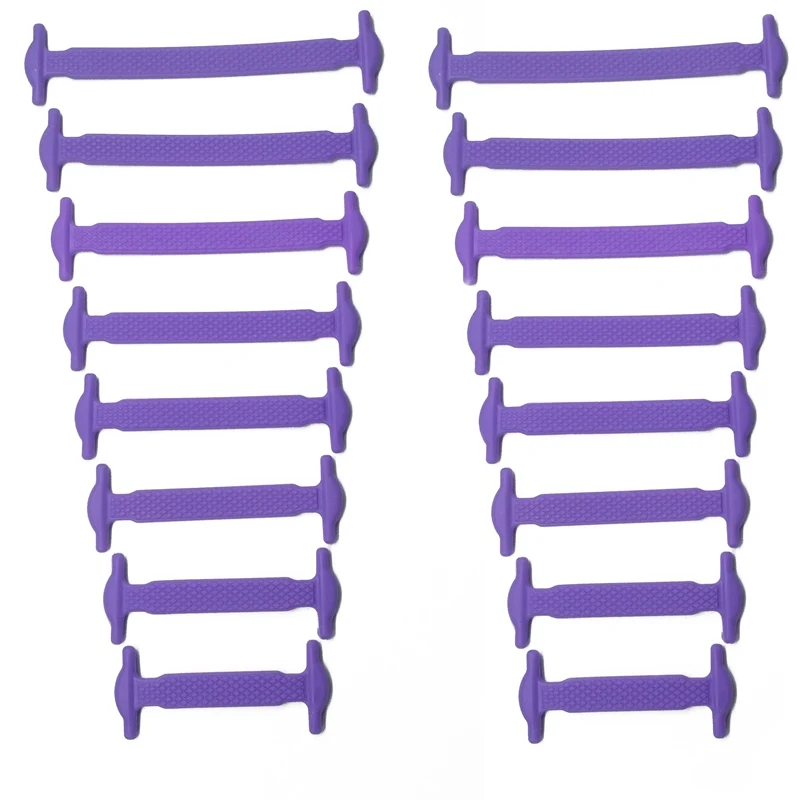 16 шт силиконовые шнурки эластичные шнурки без галстука уличные безопасные Кроссовки Ленивые шнурки для детей и взрослых Модные быстрые резиновые шнурки для обуви - Цвет: Purple