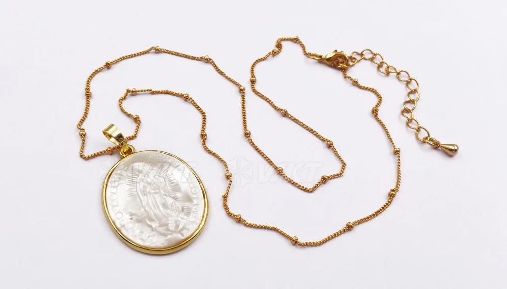 WT-JN022,, натуральные Подвески круглой формы, ожерелье с 1" золотыми полосами, цепочка для ожерелья s 24 K, металлическое гальваническое покрытие