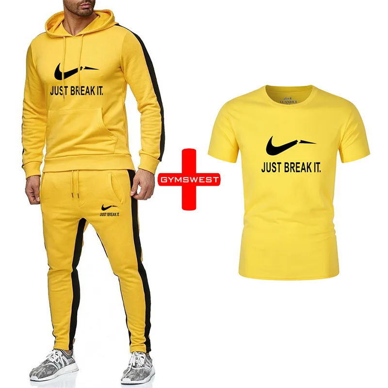 

Men Sets Hoodies Sportswear Tops and Pants+Tshirts sets men track suits 2019 Casual Solid 3 piece Suit Sweat suit male clothes