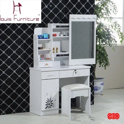 

Fashion bedroom make up dresser with a mini cabinet and a movable slide mirror