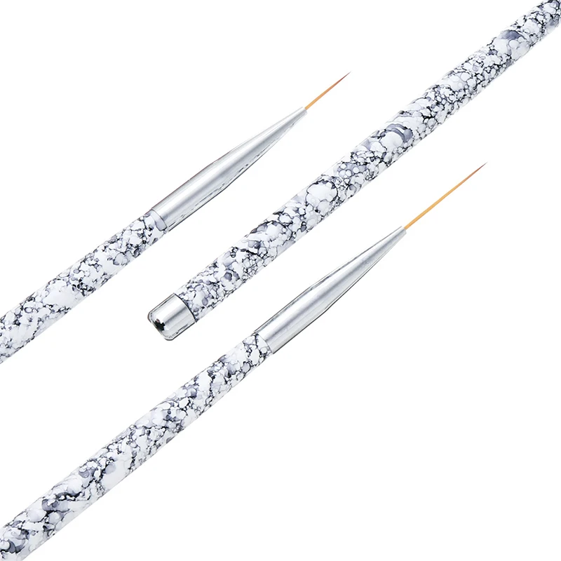 

3Pcs/Lot UV Gel Liner Brush Set Drawing Line Painting Flowers Fine Details Pencil Mixed Size Marble Handle Acrylic Nail Brush