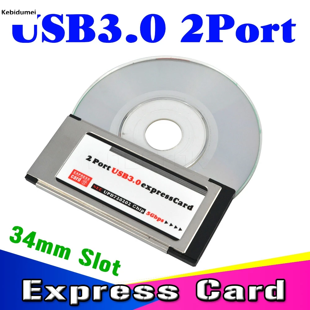 

Kebidumei PCI Express to USB 3.0 PCI-E Card Adapter 5 Gbps PCMCIA Dual 2 Ports for NEC Chipset 34 MM Slot ExpressCard Converter