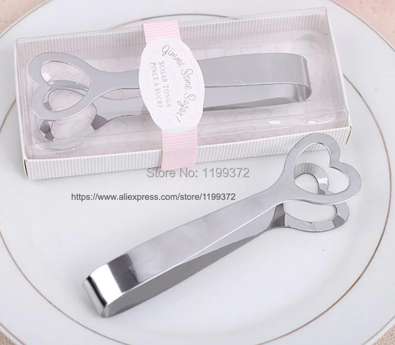 200pcs Gift Wedding Favor Cut Stainless Steel Sugars Sugar Clip Tongs Heart-Shaped Heart Shape Silver free shipping | Дом и сад