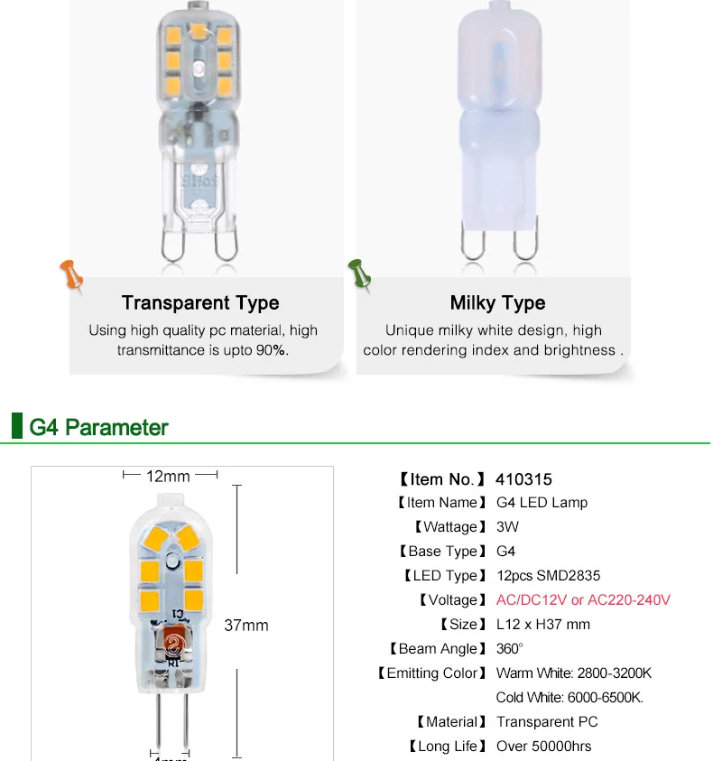 substituição, halógena, 2 lâmpadas, g4, g9, 220 ac, 12v dc, smd2835