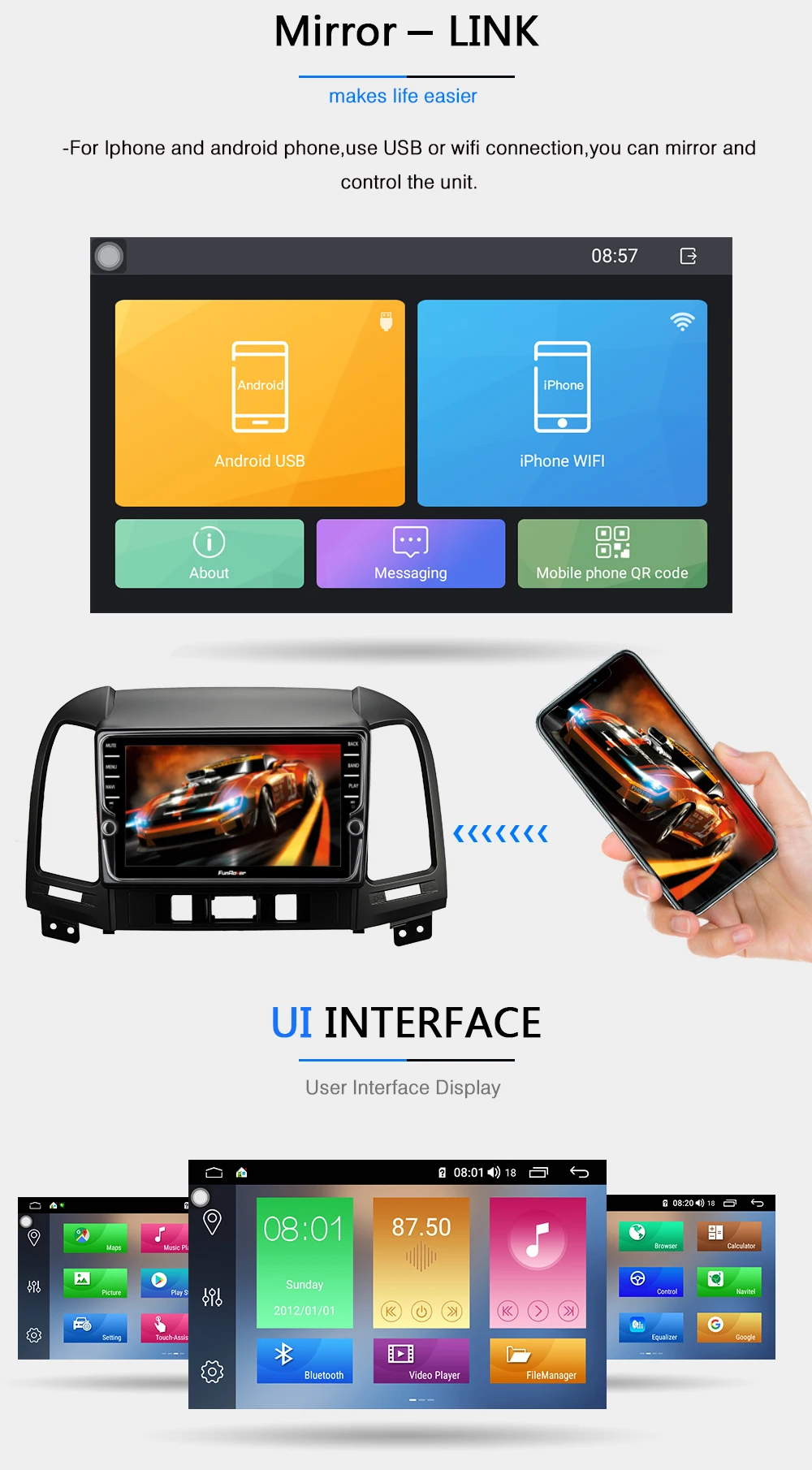 Sale Funrover 4+64G car radio multimedia dvd player 8 core android 9.0 For Hyundai Santa Fe 2005-2012 gps navigation stereo DSP video 22 Sale Funrover 4+64G car radio multimedia dvd player 8 core android 9.0 For Hyundai Santa Fe 2005-2012 gps navigation stereo DSP video 22