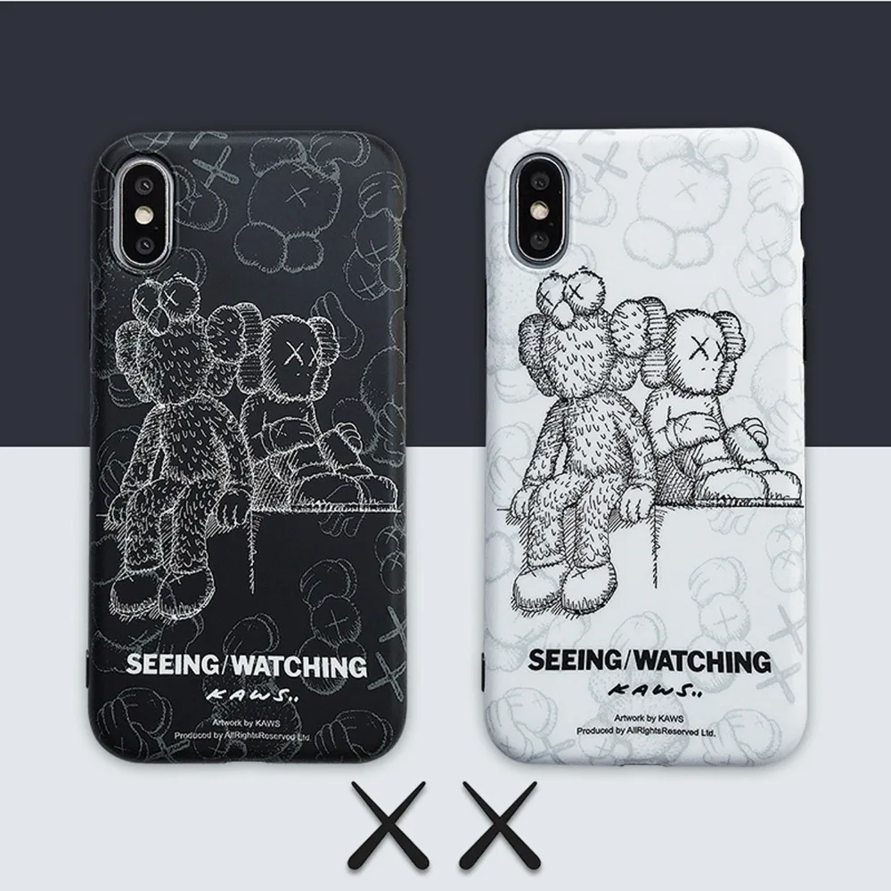 

Cute Kaws retro matte men business Case for iPhone x xr xs max soft Silicon Phone Back Cover Case for Coque iphone 6 6S 7 8 plus