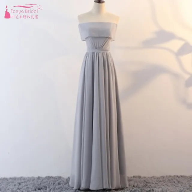 Boat Neck Long Chiffon Bridesmaid Dresses 2019 Simple A Line Wedding
