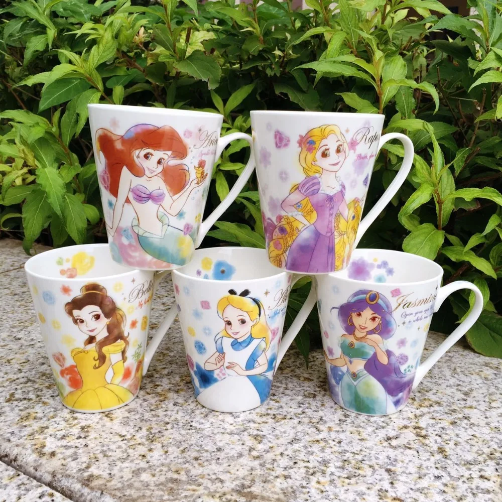 

New Arrival Original The Little Mermaid Alice Beauty and the Beast Tangle Cartoon Porcelain Coffee Milk Mugs Cup Gift