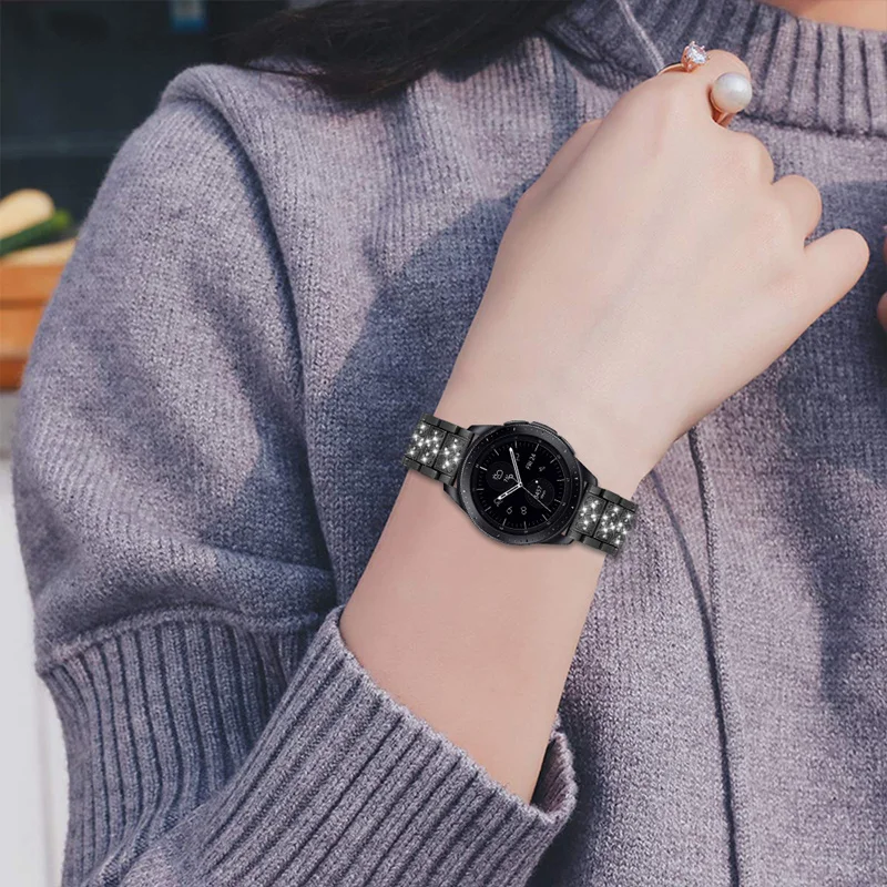 ASHEI 20 мм 22 мм бриллиантовый браслет из нержавеющей стали ремешок для samsung Galaxy Watch 46 мм 42 мм Acive gear Sport S2 S3 классический ремешок
