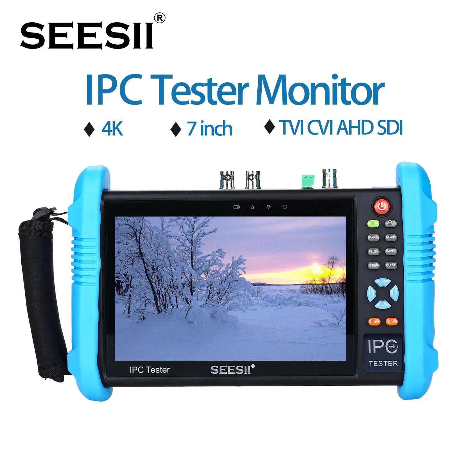 

SEESII IPC-9800ADHSPLUS 7"IPS Touch Screen H.265 IP Camera Tester 4K 1080P CCTV AHD SDI CVBS Analog Video Test HDMl PTZ Control