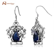 Модные Винтажные висячие серьги ручной работы с синими фианитами и кристаллами в китайском этническом стиле для свадебной вечеринки