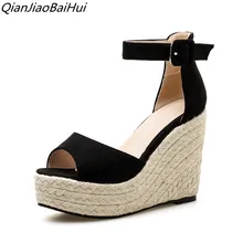 Black color platform high heels 2018 wedge pumps women Fashion Platform High heel Sandals Women Wedges Sandals summe shoes woman kemekiss free shipping high heel wedge shoes platform fashion women dress sexy heels pumps p10746 hot sale eur size 31 44