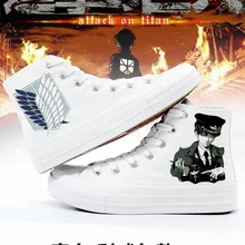 Обувь для косплея по аниме «атака на Титанов»(Shingeki No Kyojin) печатных Cos Training парусиновая обувь с подошвой из вулканизированной Косплэй обувь с рисунком в стиле аниме для влюбленных