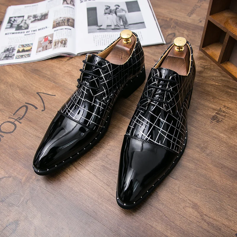 pointed toe mixed colors patent leather men shoes fashion dress ballroom dancing wedding pary flats derby oxfords shoes for men (28)