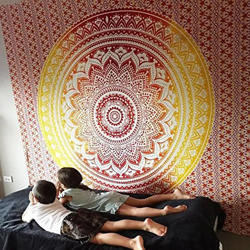 Большой Мандала индийский гобелен настенный богемный пляжный коврик полиэстер тонкое одеяло покрывало для йоги коврик одеяло