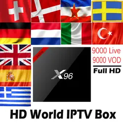 Европа IP ТВ коробка X96 4 К Android 7,1 ТВ коробка с 7000 Live 8000 VOD Великобритании DE Испания Италия голландский Nordic Европа HD IP ТВ Декодер каналов