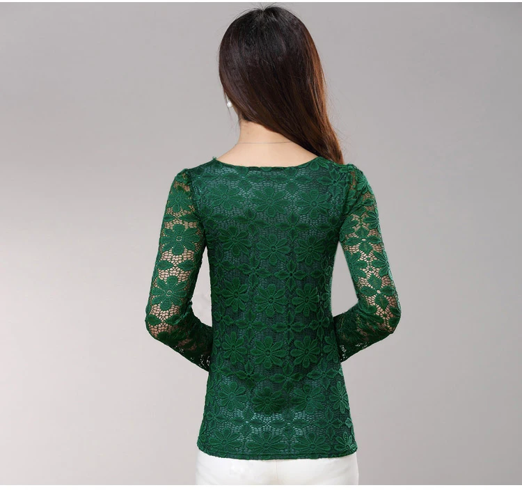 blouses & shirts Plus size S-5XL 2018 New fashion Women's Lace Crochet Blouses Shirts Long Sleeve Sexy Tops Women Lace Blouse camisa feminina long sleeve blouse