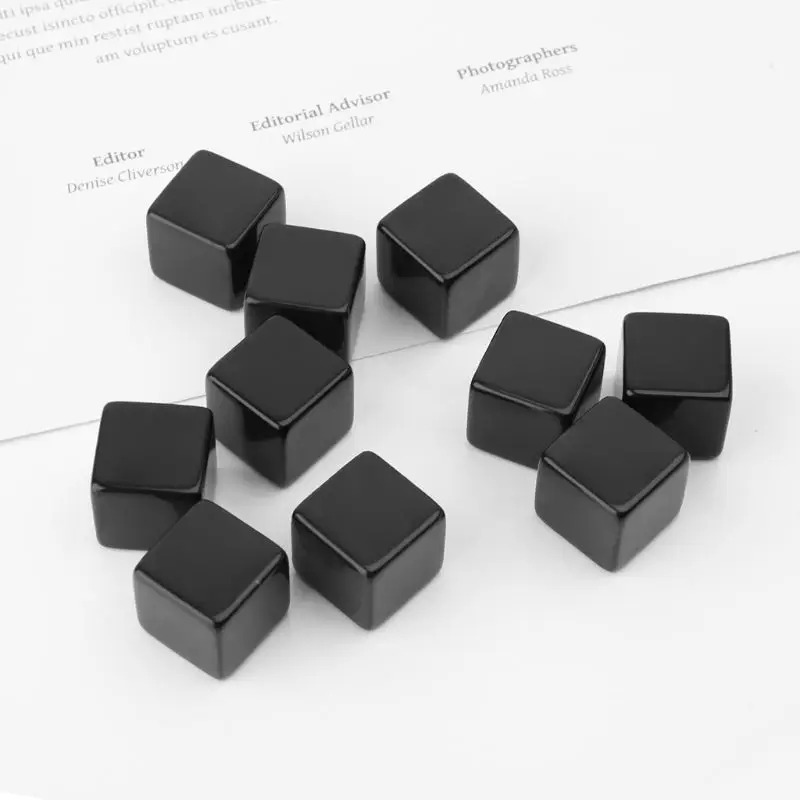 10pcs 16mm Blank Dice Black Acrylic Cube Board Game Kid Toy DIY Fun And Teaching