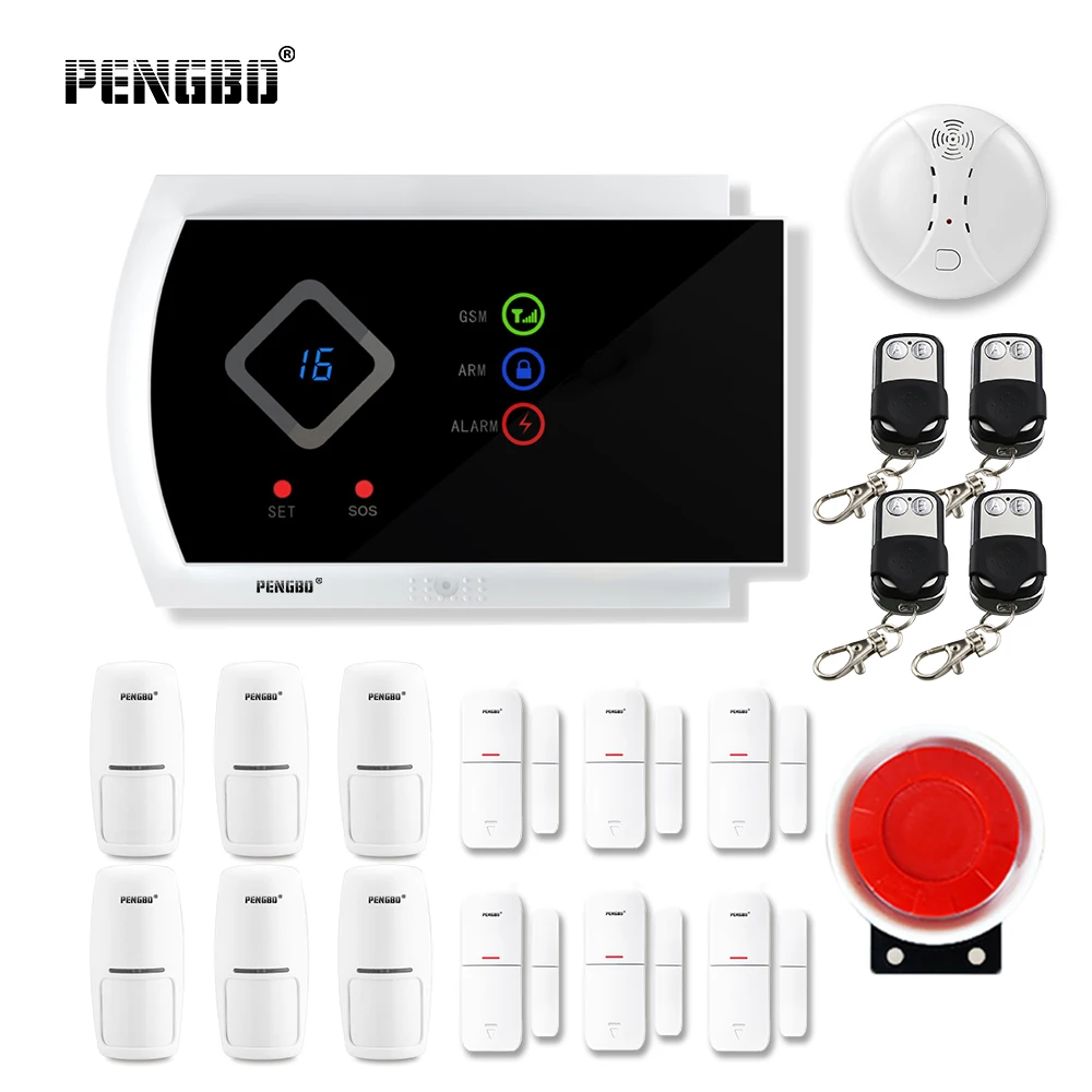 

PENGBO Wireless Home Security GSM Alarm System Intercom Remote Control Autodial Siren Sensor Kit