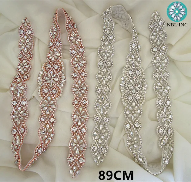 

(10pcs)Bridal handmade beaded sewing silver crystal rhinestone appliques IRON ON for wedding dresses sash belt WDD0740