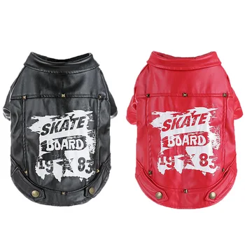 

Cool Dog pet cat leather motorcycle jacket coat small dog hoodie clothing for pet small winter warm fleece dog Chihuahua clothes