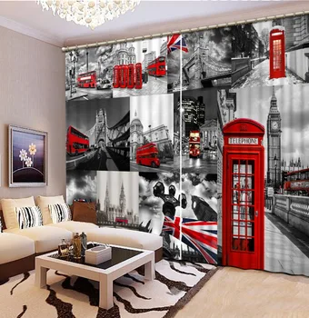 

Europe building curtains night view curtain Modern Home Decoration Living Room Curtains 3d