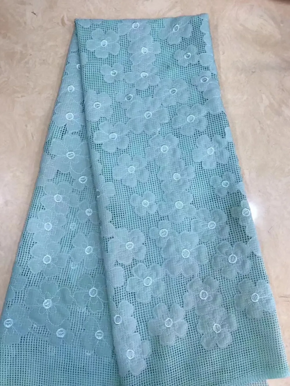 

Free shipping High quality 5 yards/lot African cotton knitted lace in sky blue for making dress! zdp079