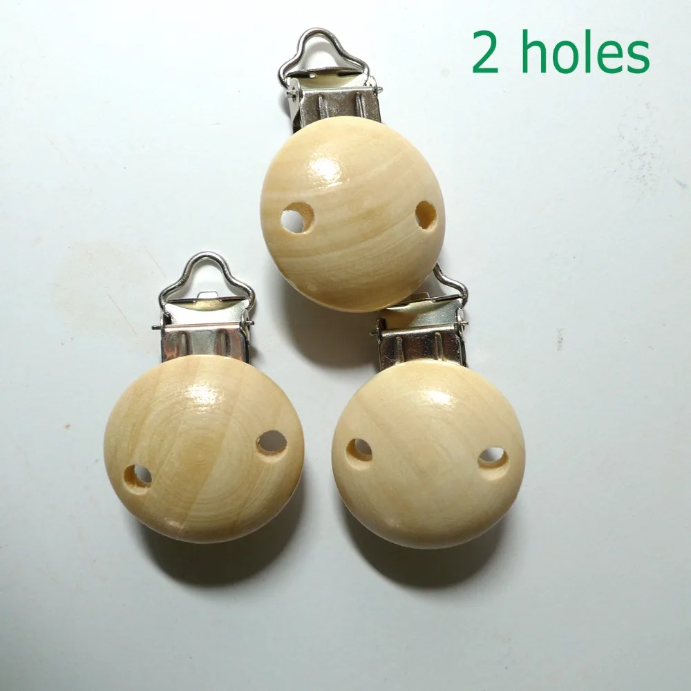 

1000PCS Nature Wood 2 Holes Baby Pacifier Clips Wholesale