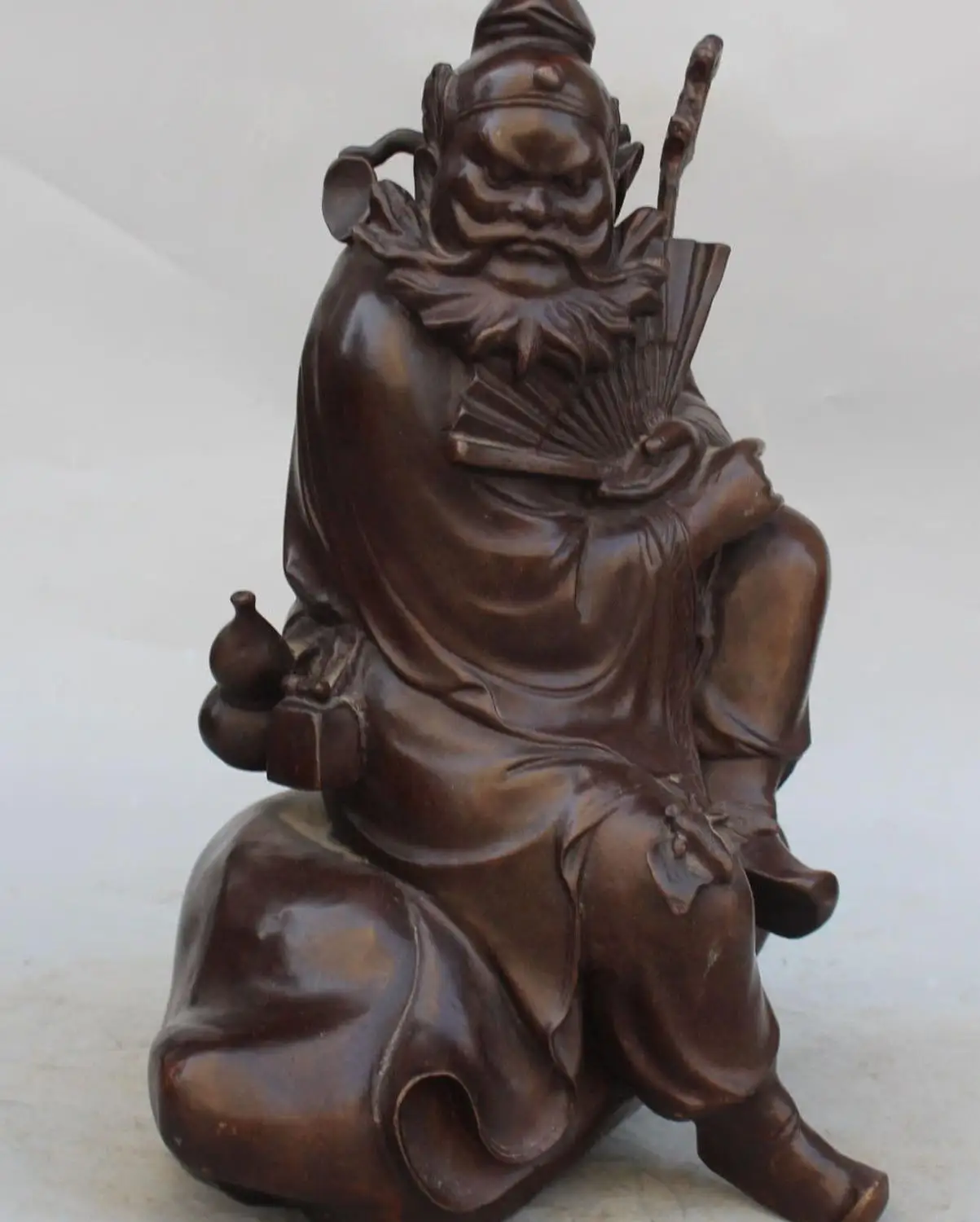 

15" Chinese 100% Pure Bronze Zhong Kui ChungKuel God Catch Demon Devil Statue