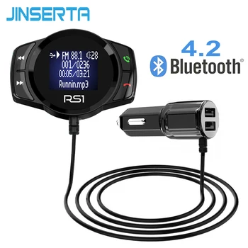 

JINSERTA Bluetooth FM Transmitter Car MP3 Player FM Modulator Handsfree Dual USB 2.1A Quick Charger for iPhone X