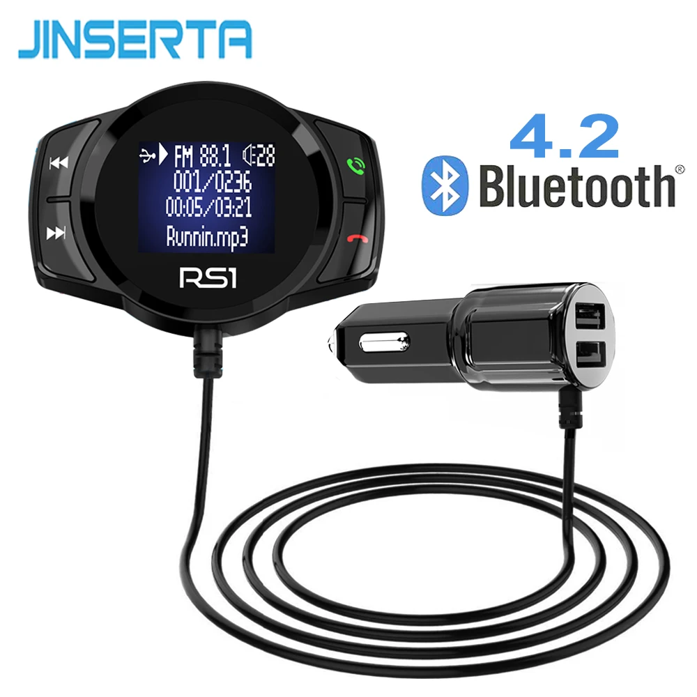 JINSERTA Bluetooth fm передатчик Автомобильный MP3 плеер FM модулятор Handsfree Dual USB 2.1A быстрое